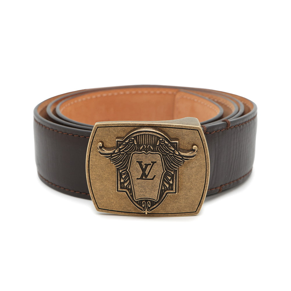 Louis Vuitton Utahline Exxon Belt Brown Leather