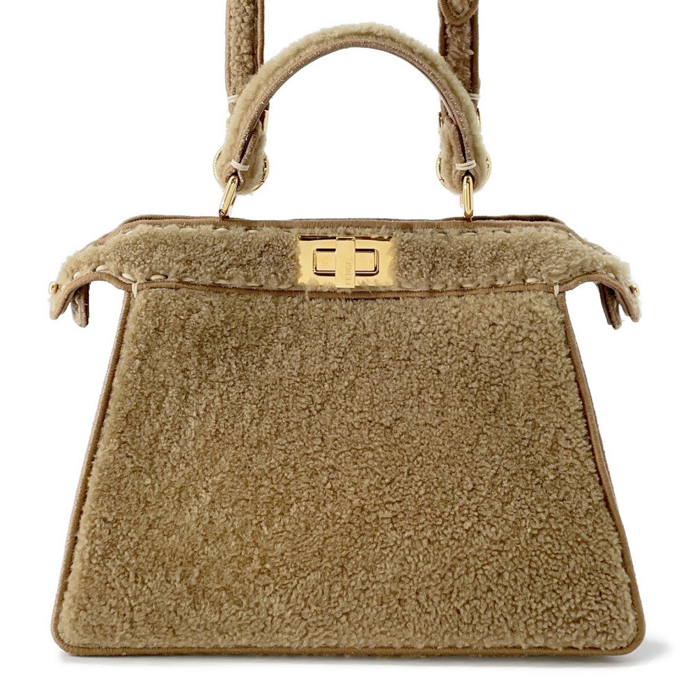 Fendi Peekaboo Icy You Brown8Bn327 Mouton Small Travel Bag