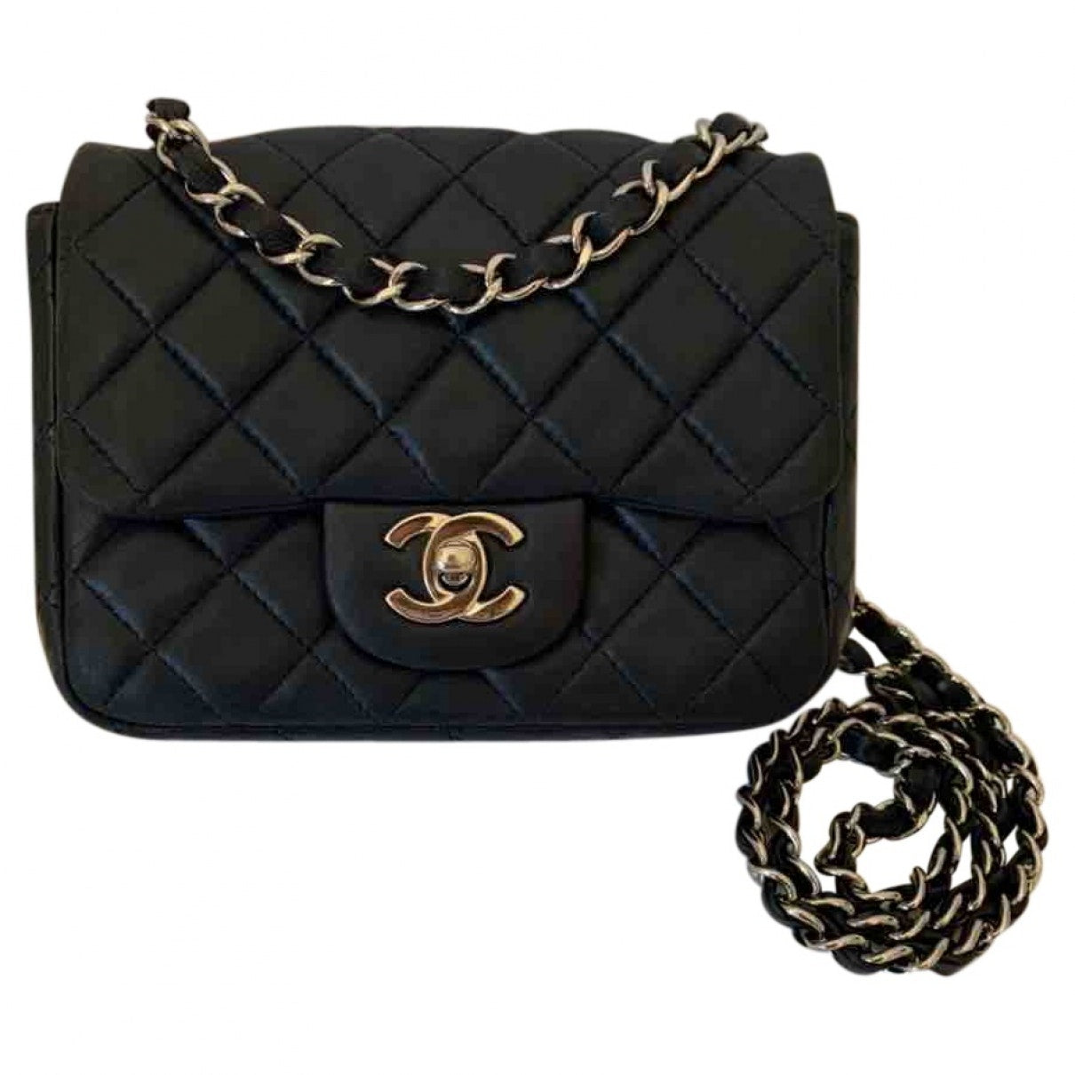 Chanel timeless/classique blue leather handbag