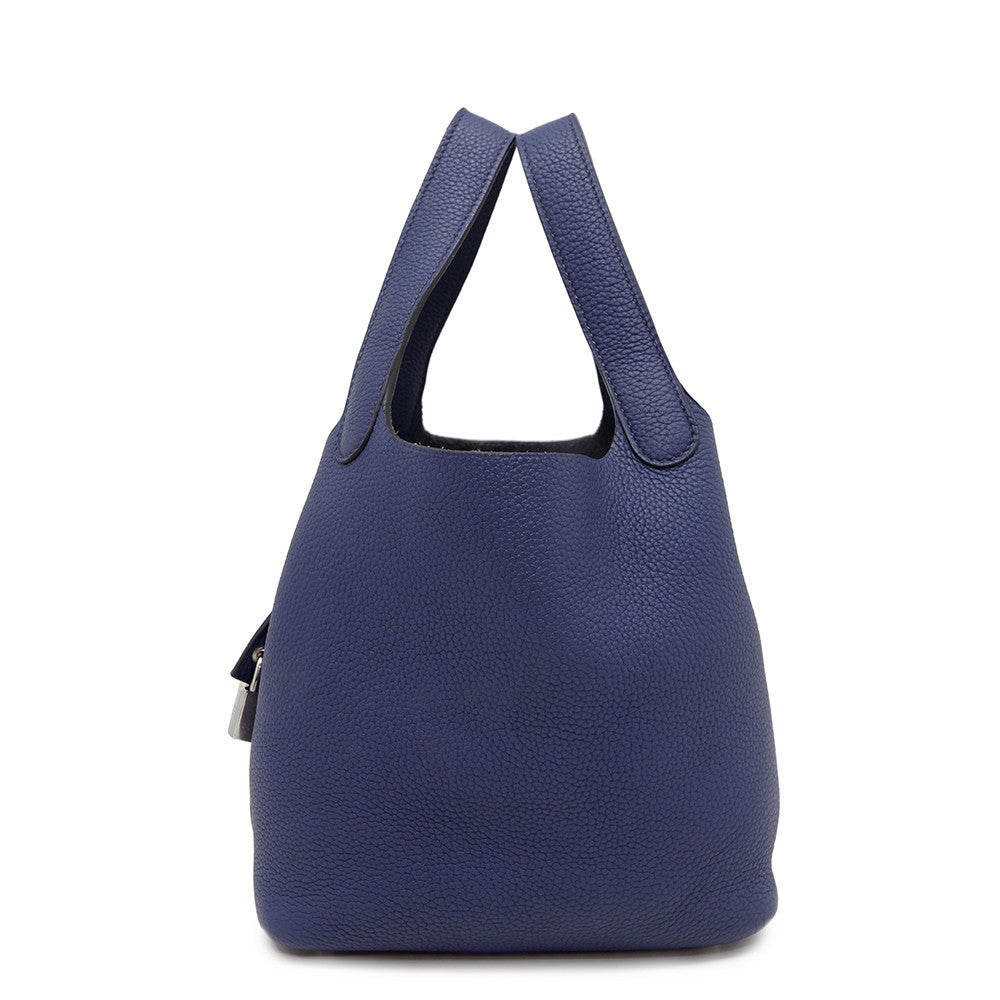 Picotin Lock Encre Taurillon Clemence Size Pm Blue Travel Bag