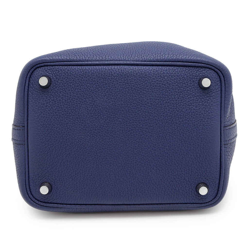 Picotin Lock Encre Taurillon Clemence Size Pm Blue Travel Bag