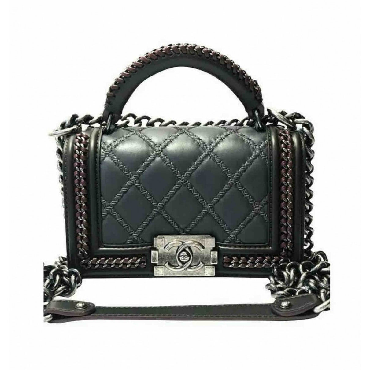 Chanel Boy Grey Leather Handbag