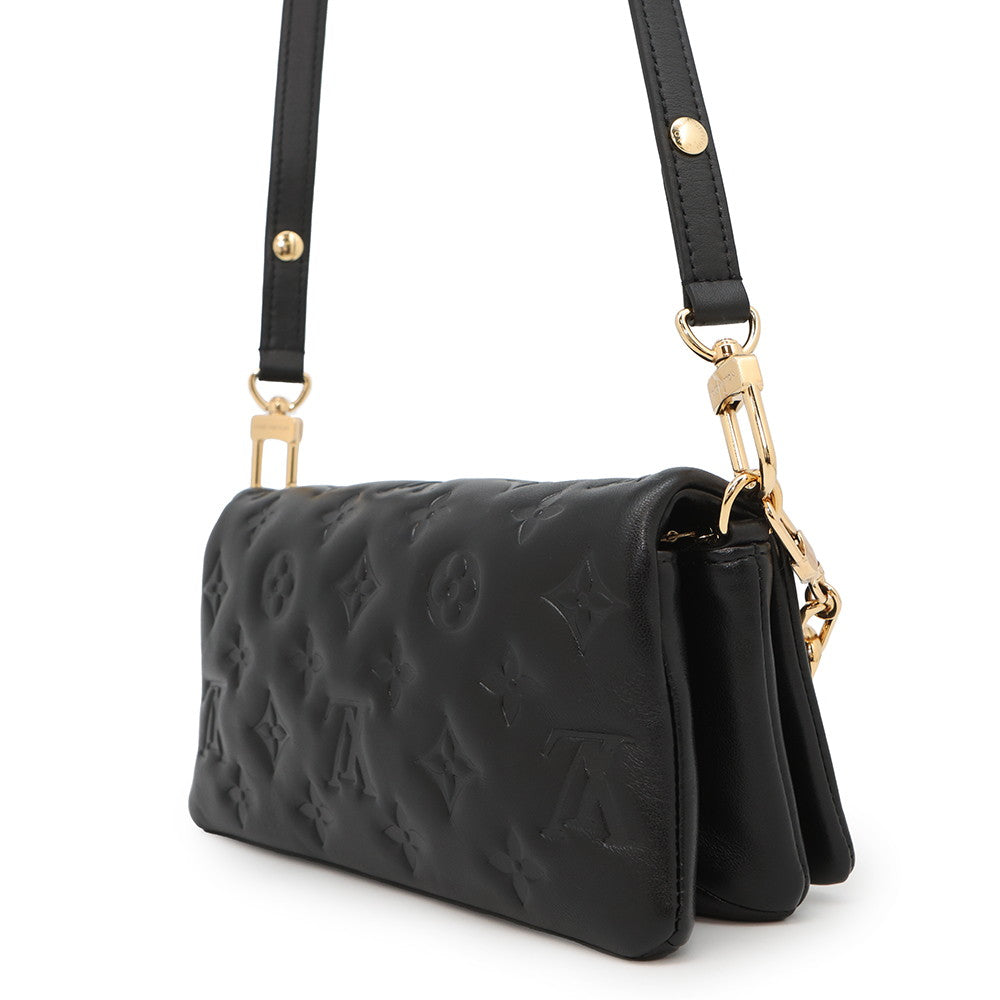 Louis Vuitton PochetteCoussin PinkM83359 ・Pattern Lamb Monogram Leather Noir Clutch Bag
