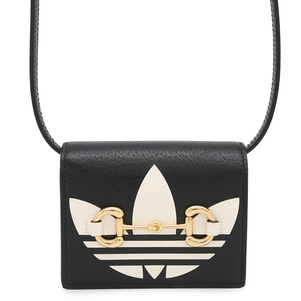 Gucci Adidas collaboration Horsebit Black702248 Leather Wallet Case
