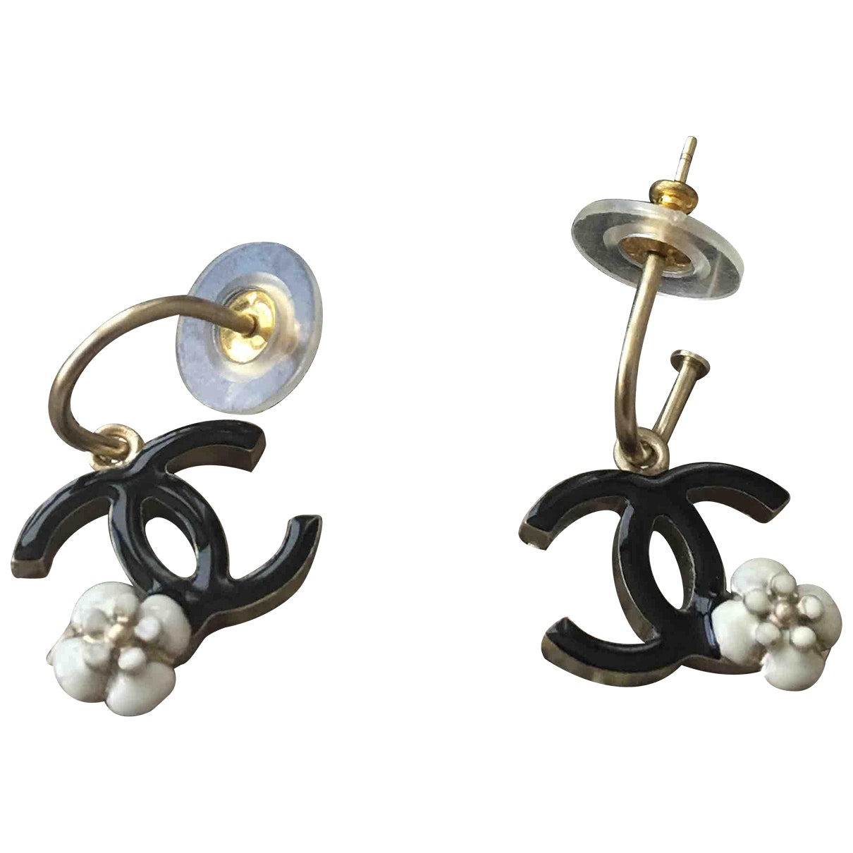 Chanel Camélia Black Ceramic Earrings