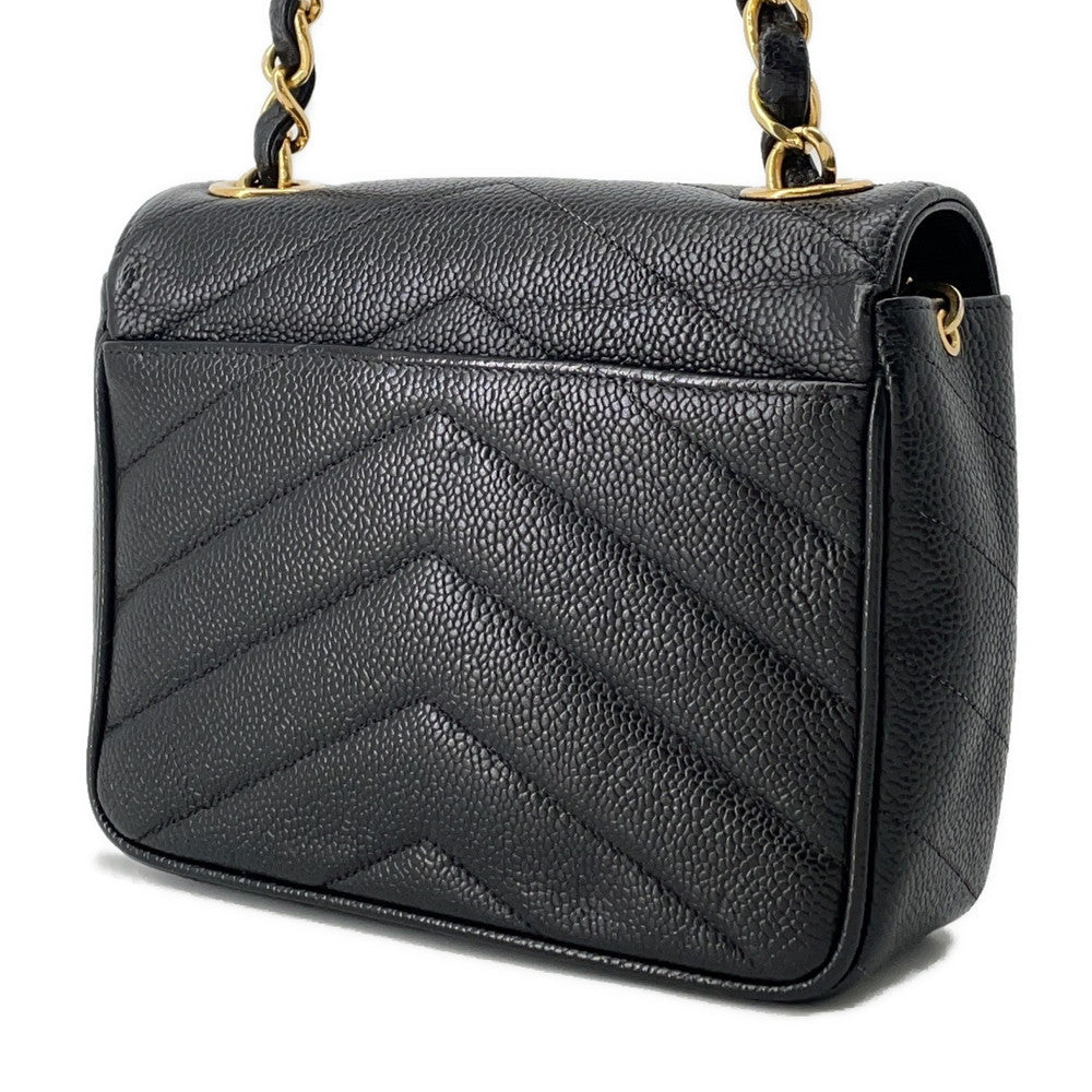 Chanel V Stitch ChainShoulder Caviar Black Leather Shoulder Bag