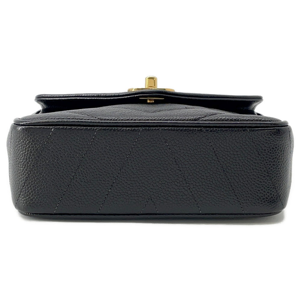Chanel V Stitch ChainShoulder Caviar Black Leather Shoulder Bag