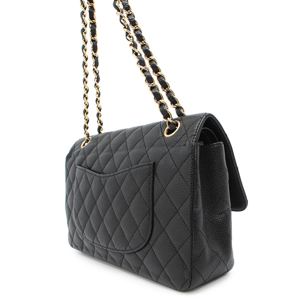 Chanel Matelasse Double Flap ChainShoulder BlackA01112 Caviar Leather Shoulder Bag 2