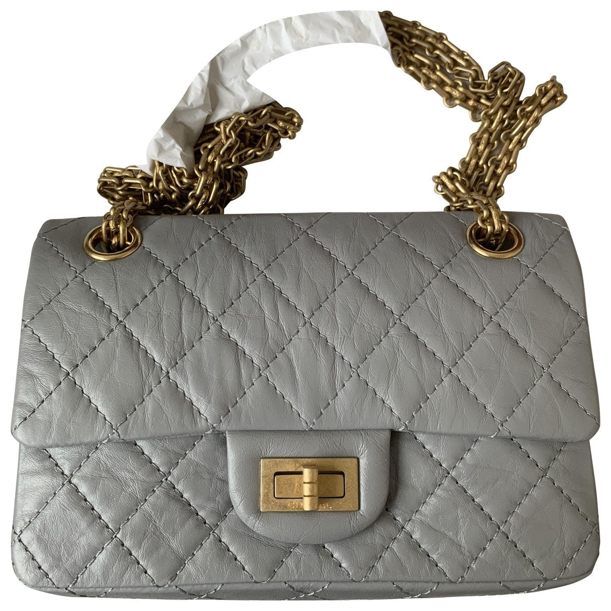 Chanel 2.55 Grey Leather Handbag