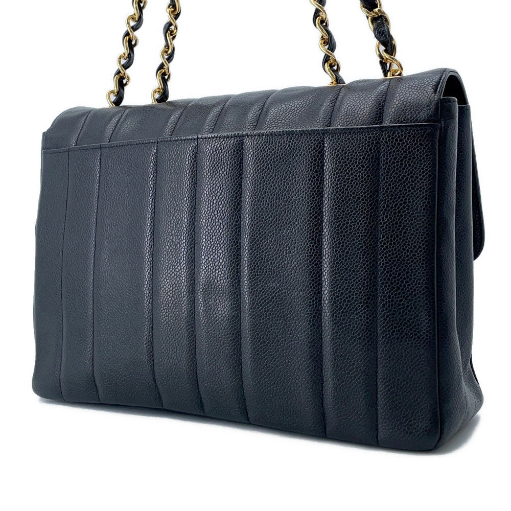 Chanel Mademoiselle Single Flap ChainShoulder Caviar Black Leather Shoulder Bag