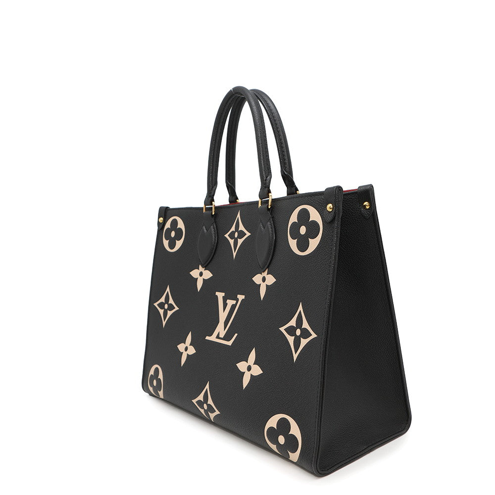 Louis Vuitton Onthego BeigeM45495 Bicolor Monogram Empreinte Leather Noir Handbag