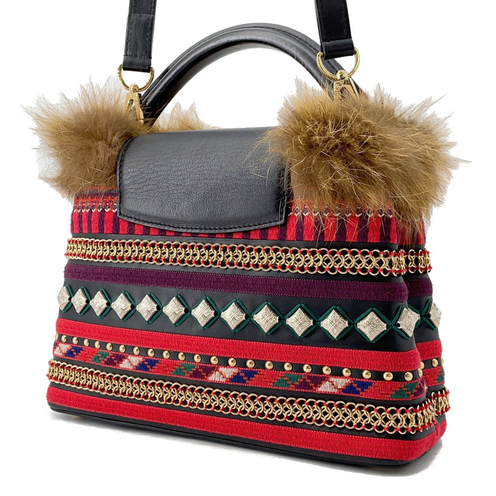 Louis Vuitton Capucines Fur Leather Noir Red Multicolor Hat