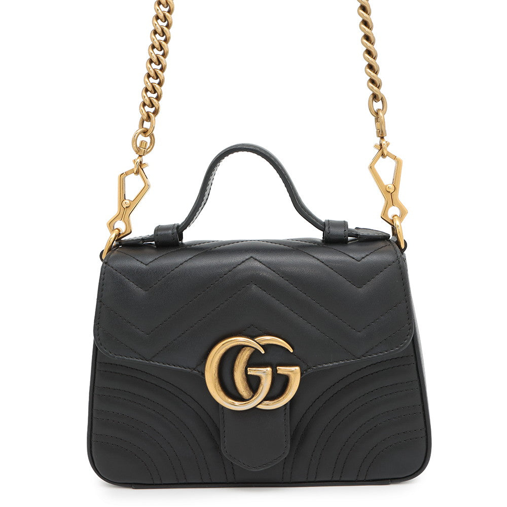 Gucci GG Marmont Black547260 Size Leather Small Top Handle Travel Bag