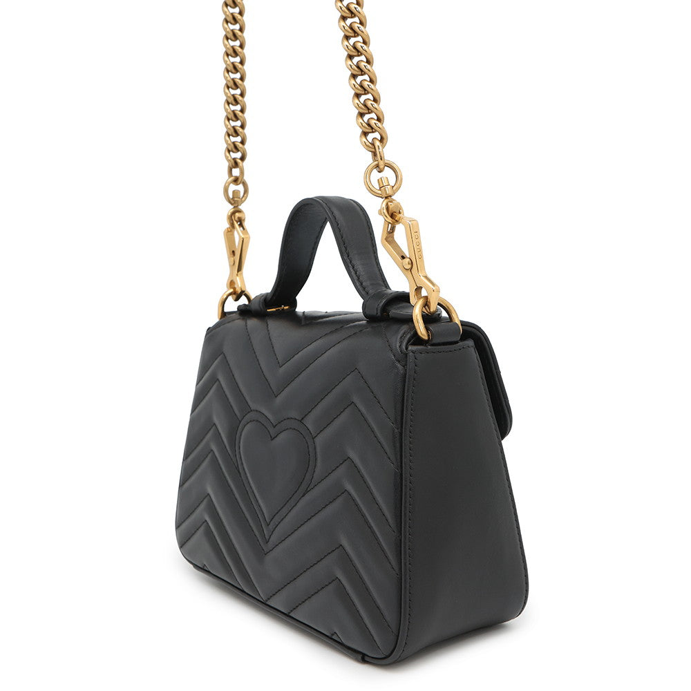 Gucci GG Marmont Black547260 Size Leather Small Top Handle Travel Bag