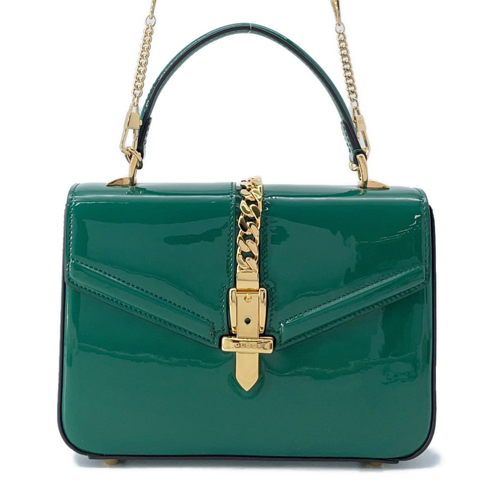 Gucci Sylvie 2wayBag Green589479 Leather Patent Travel Bag
