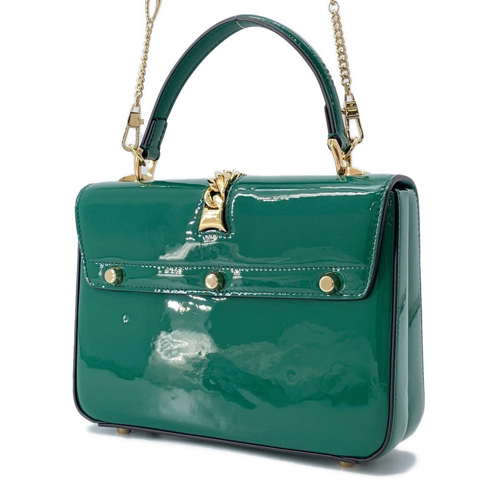 Gucci Sylvie 2wayBag Green589479 Leather Patent Travel Bag