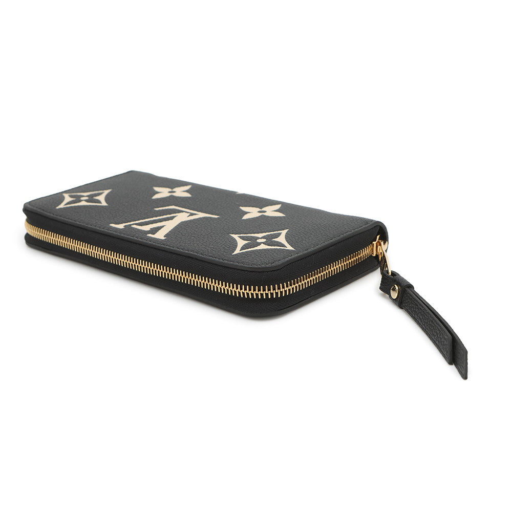 Louis Vuitton Zippy BeigeM80481 Bicolor Monogram Empreinte Leather Noir Wallet Case