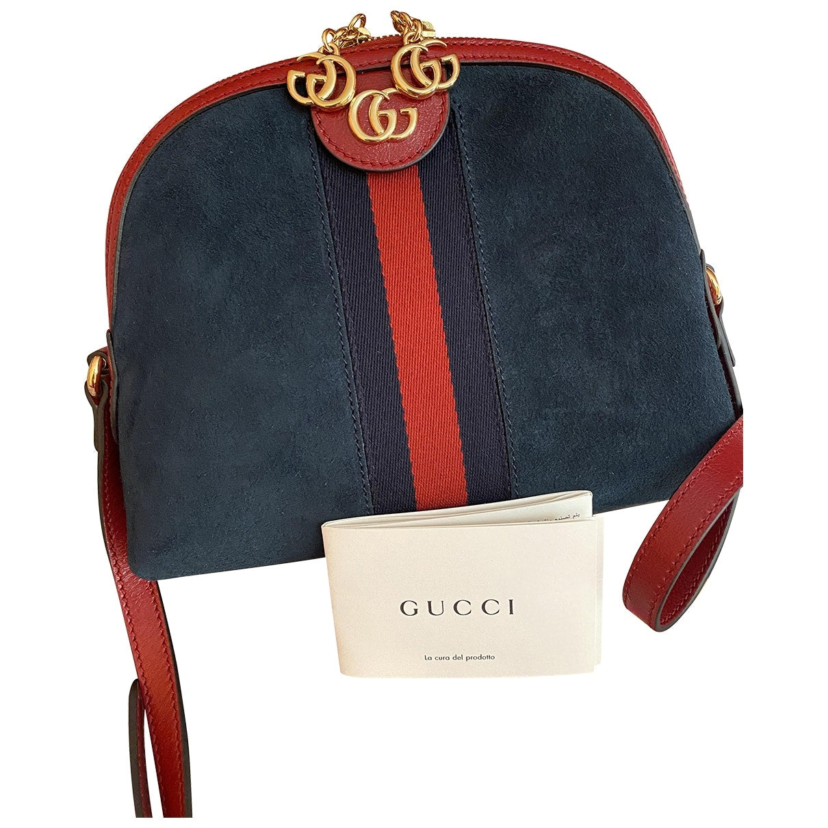 Gucci ophidia blue suede handbag