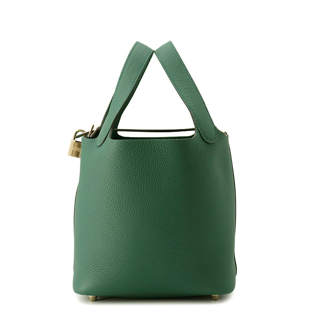 Picotin Lock Vert Moyen Taurillon Clemence Size Travel Bag