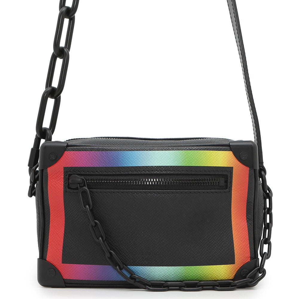 Louis Vuitton Soft Trunk Righe RainbowM30351 Taiga Leather Noir Mini Bag