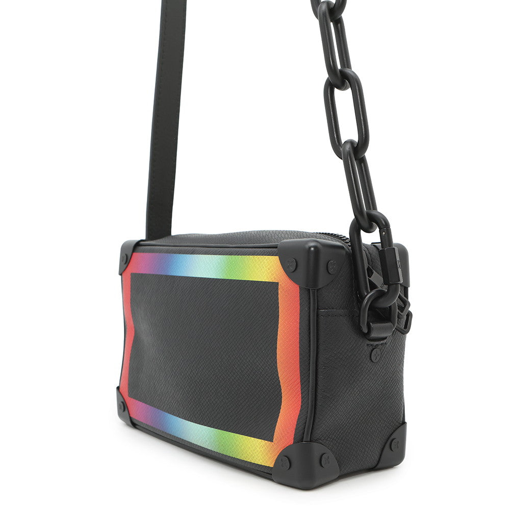 Louis Vuitton Soft Trunk Righe RainbowM30351 Taiga Leather Noir Mini Bag