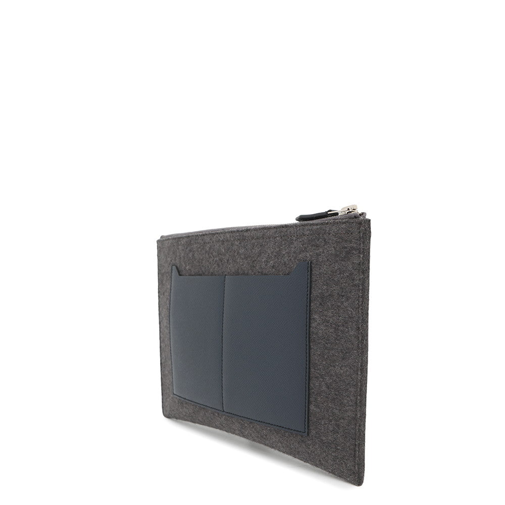 Toudou Gray Navy Felt Epsom Size Handbag Travel Bag