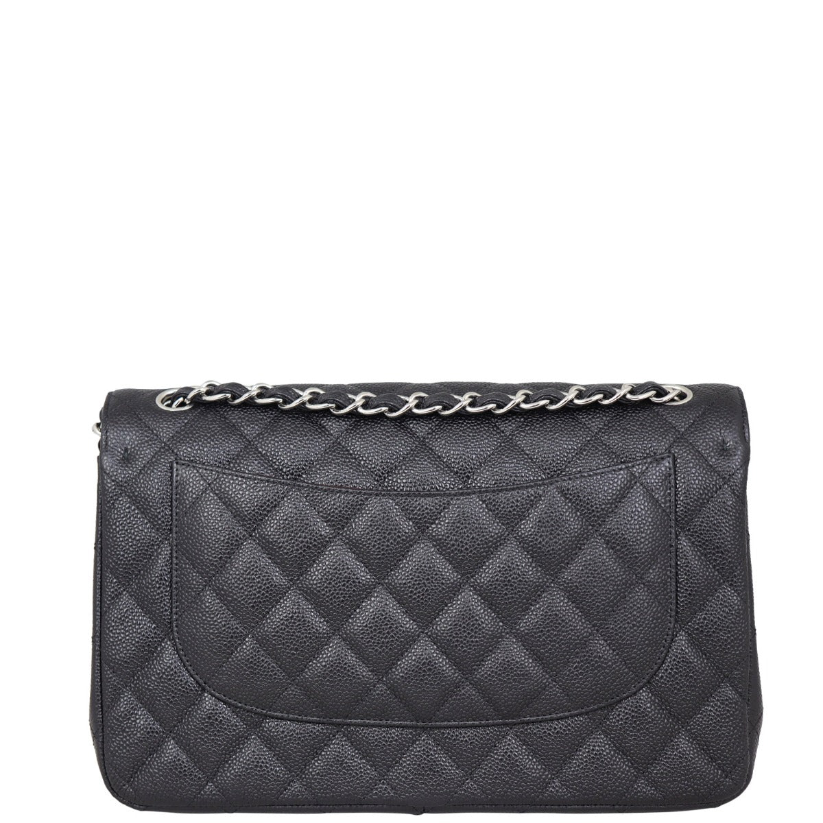 Chanel Classic Double Jumbo H Handbag Black Silver