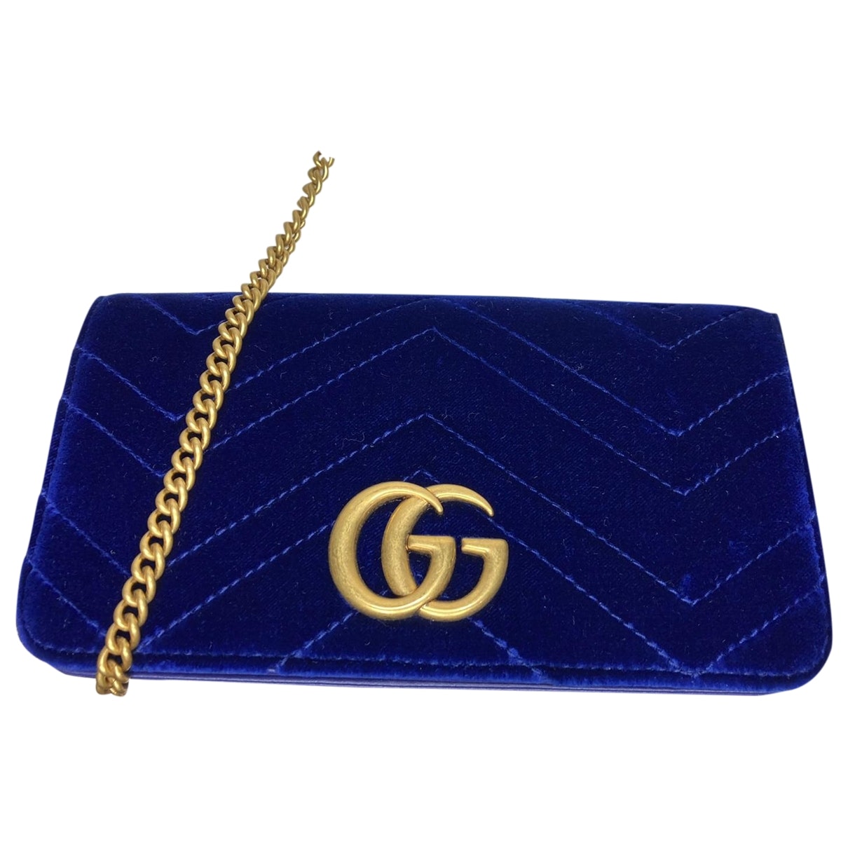 Gucci marmont blue velvet clutch bag