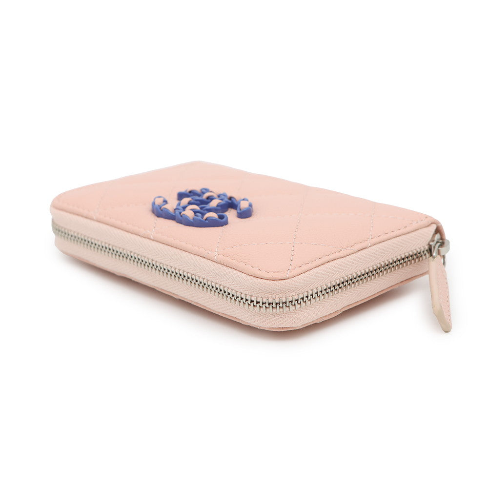 Chanel Matelasse CHANEL19 Zip Coin Purse BlueAP3716 Pink Leather Wallet Case