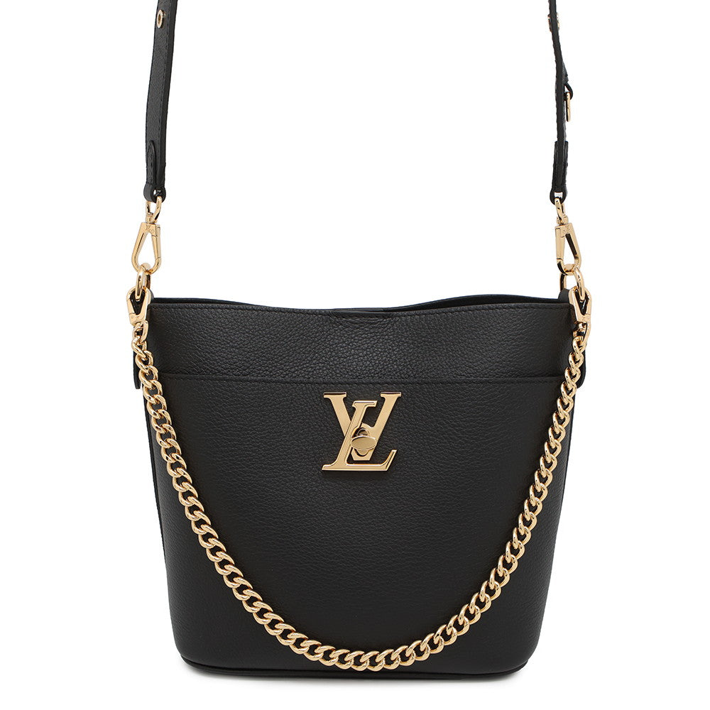 Louis Vuitton Padlock & Walk BlackM24006 Grained Leather Calf Handbag