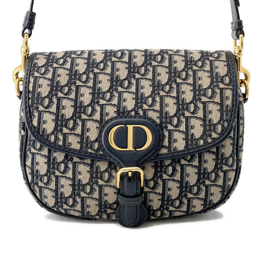 Dior Oblique Bobby Shoulder Bag Navym Utzq Leather Canvas