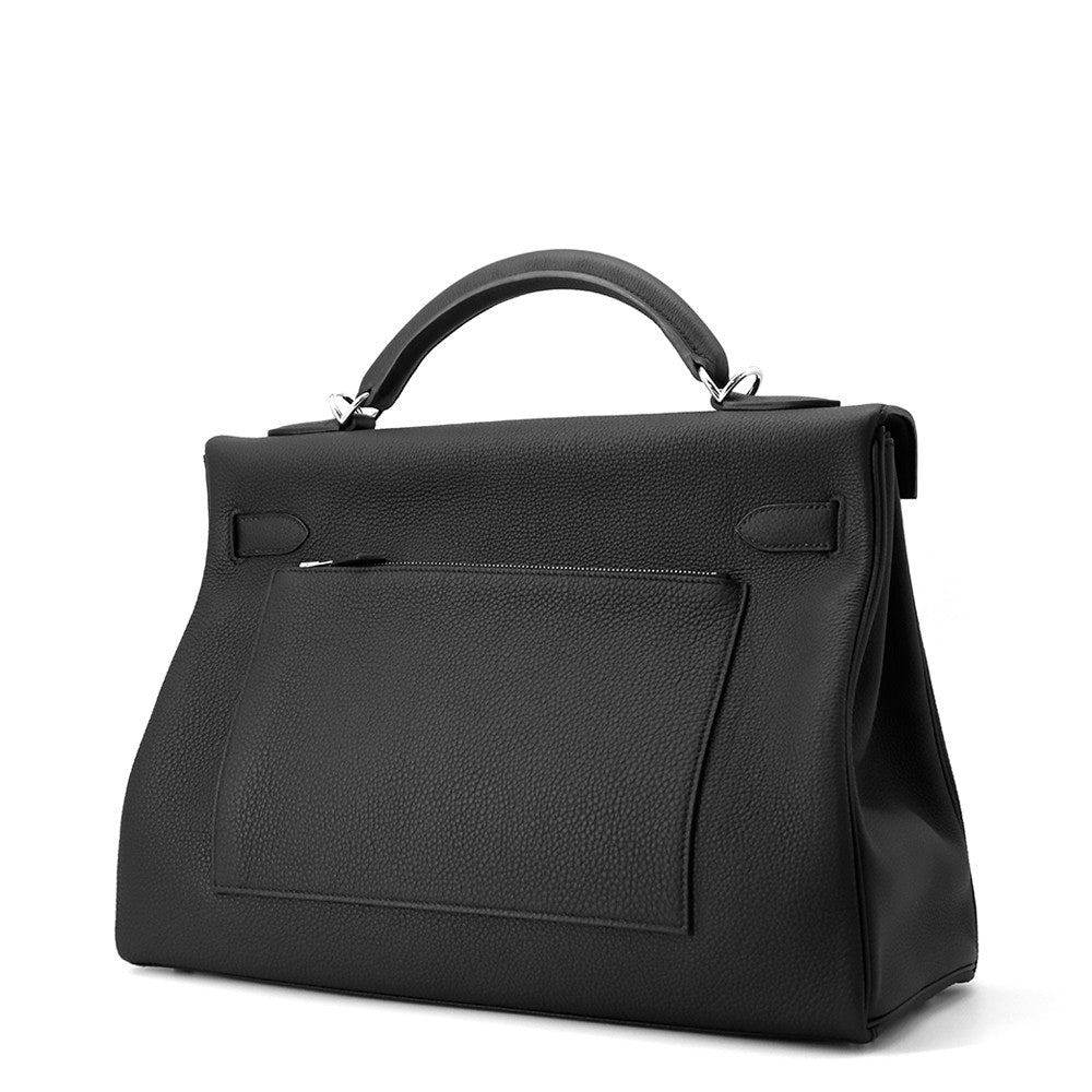 Maxi Kelly Togo Size Handbag Leather Black Travel Bag
