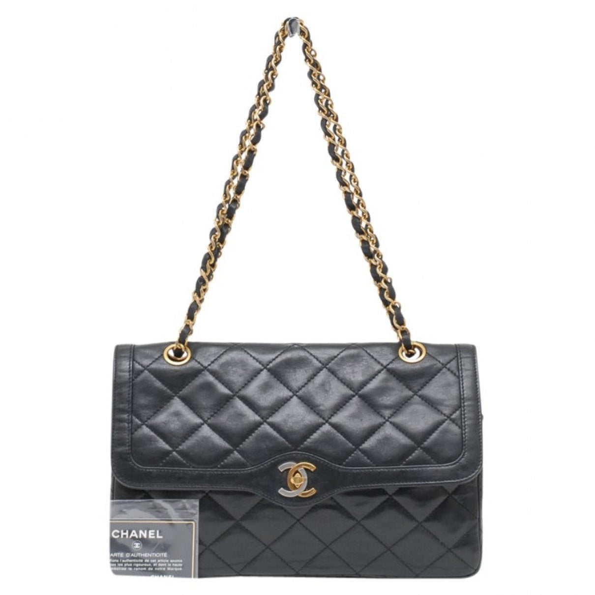 Chanel black leather handbag