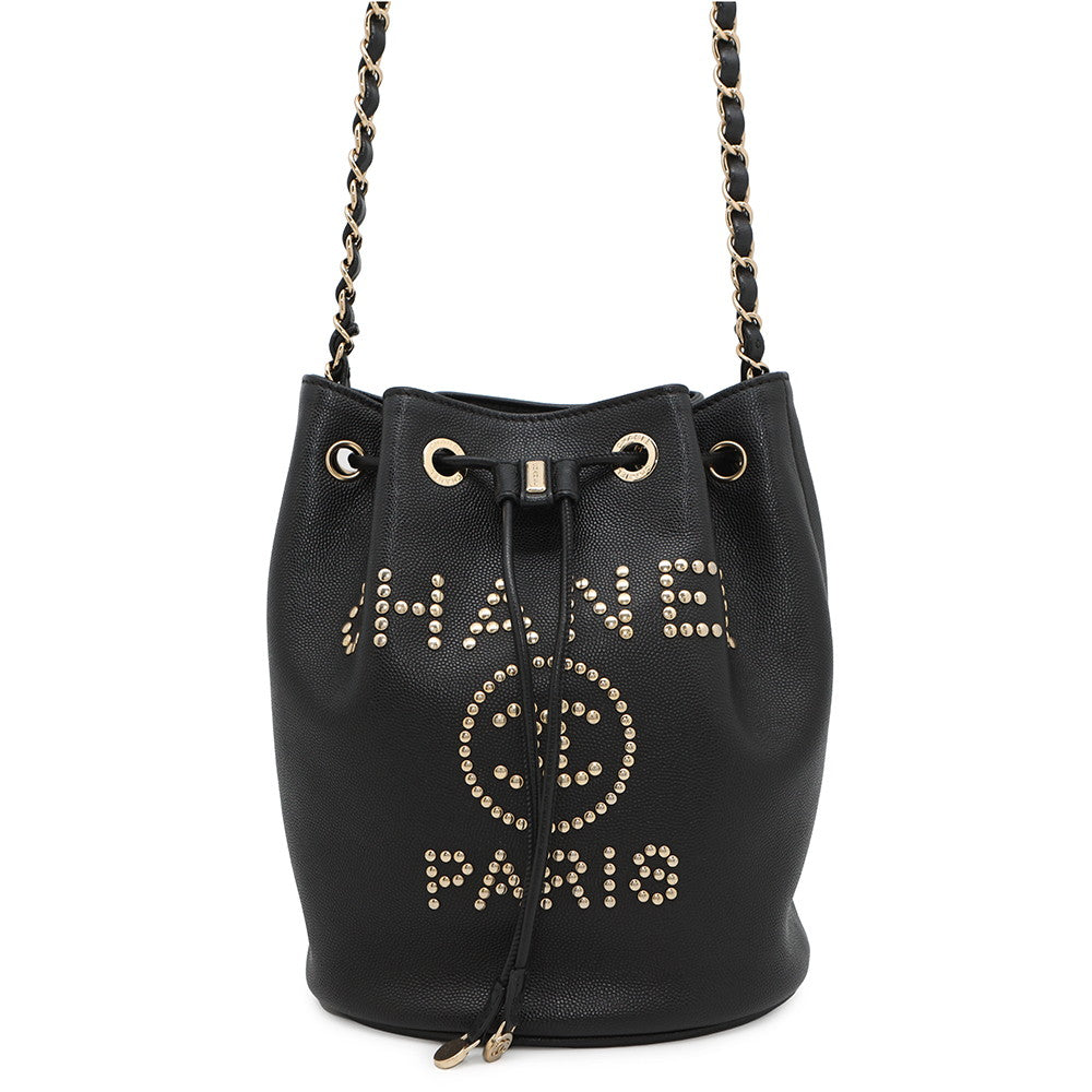 Chanel DeauvilleShoulder BlackAS1045 Calf Leather Shoulder Bag