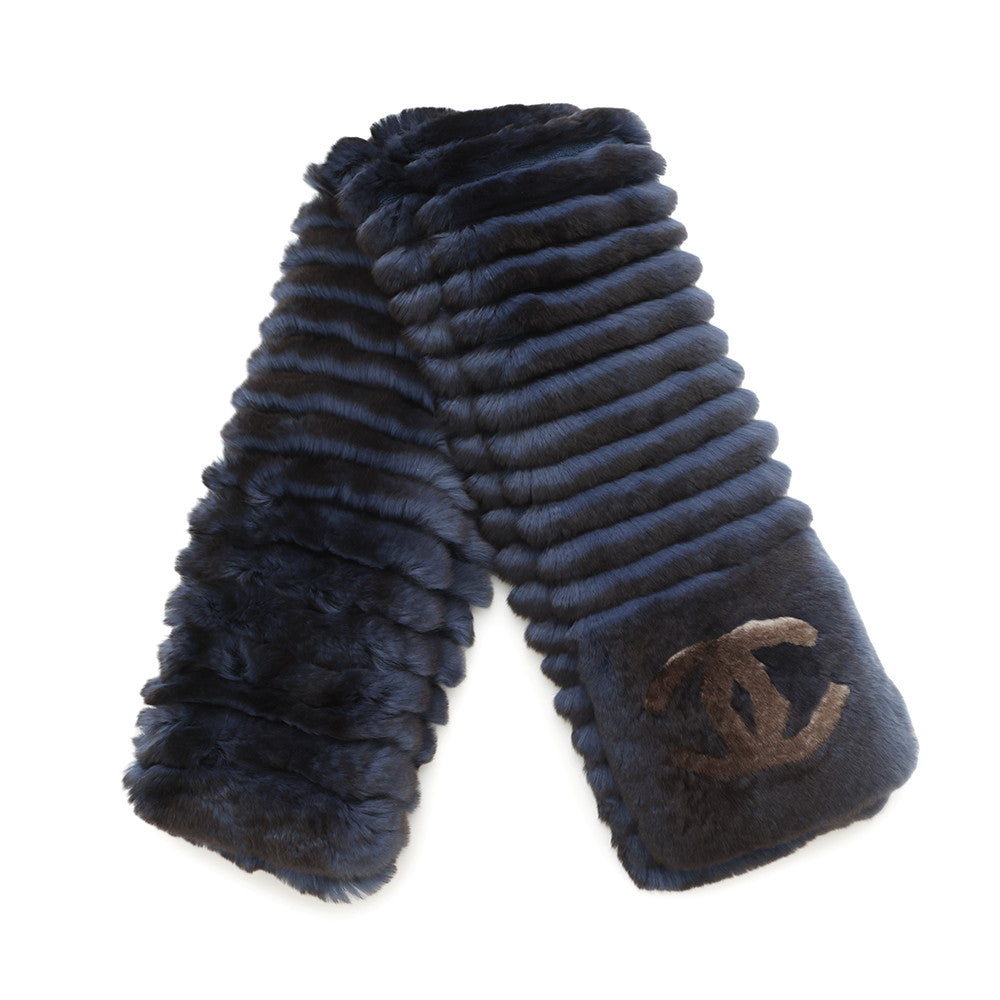 Chanel Orirag Scarf Navy Orirag 70 Cashmere30 Brown