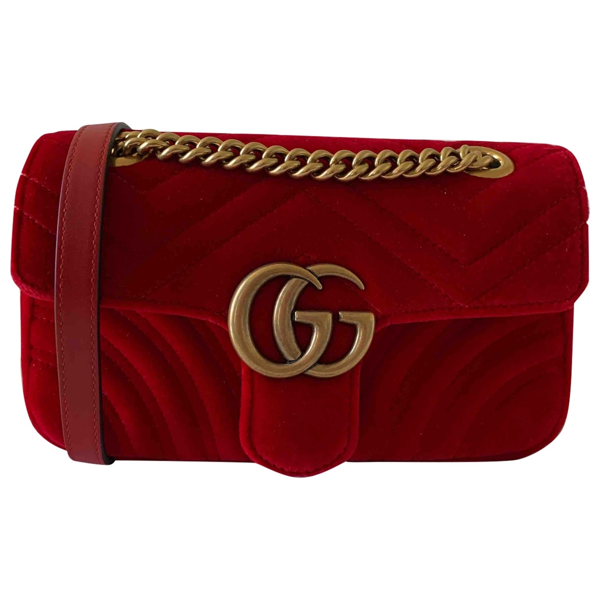 Gucci marmont red velvet handbag