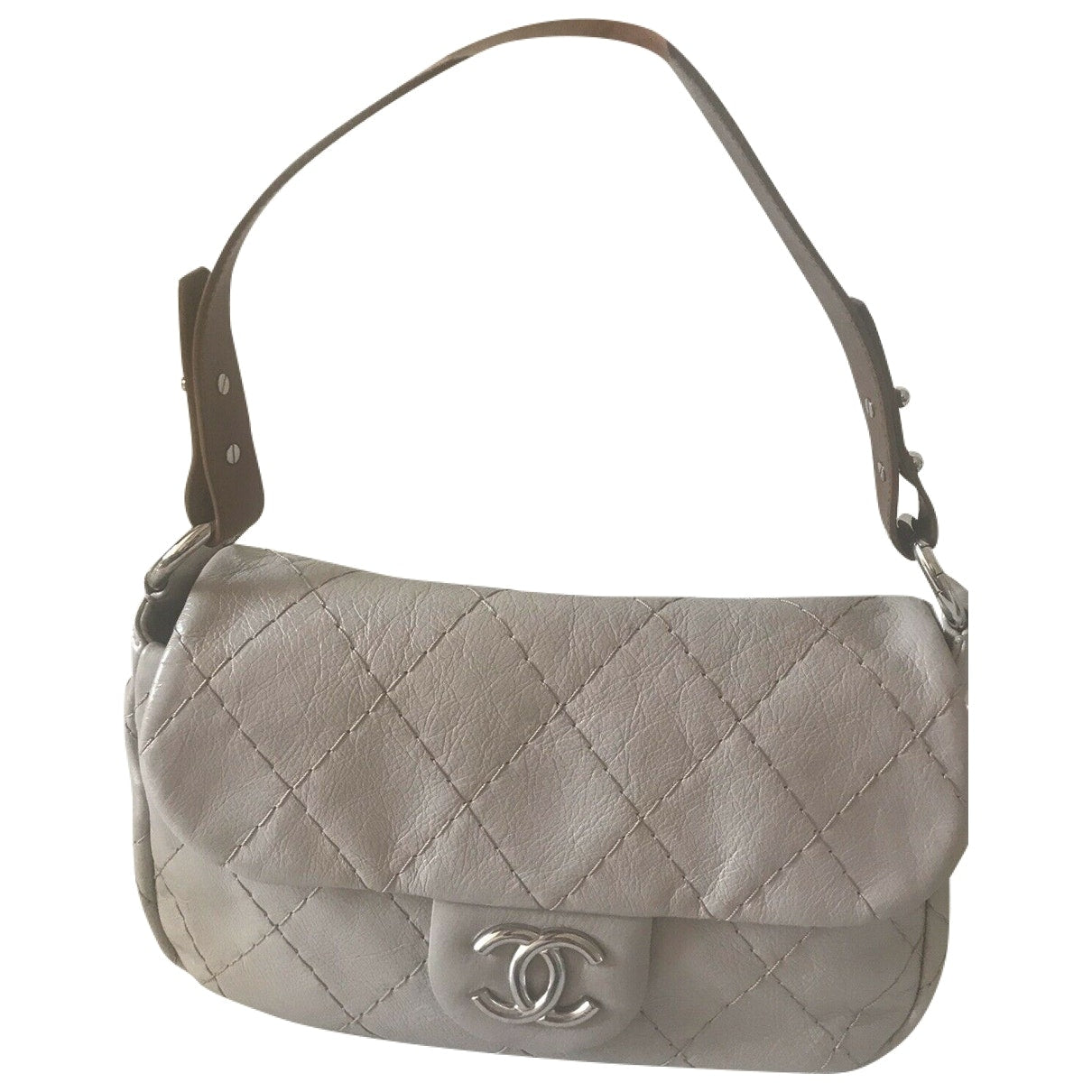 Chanel Grey Leather Handbag