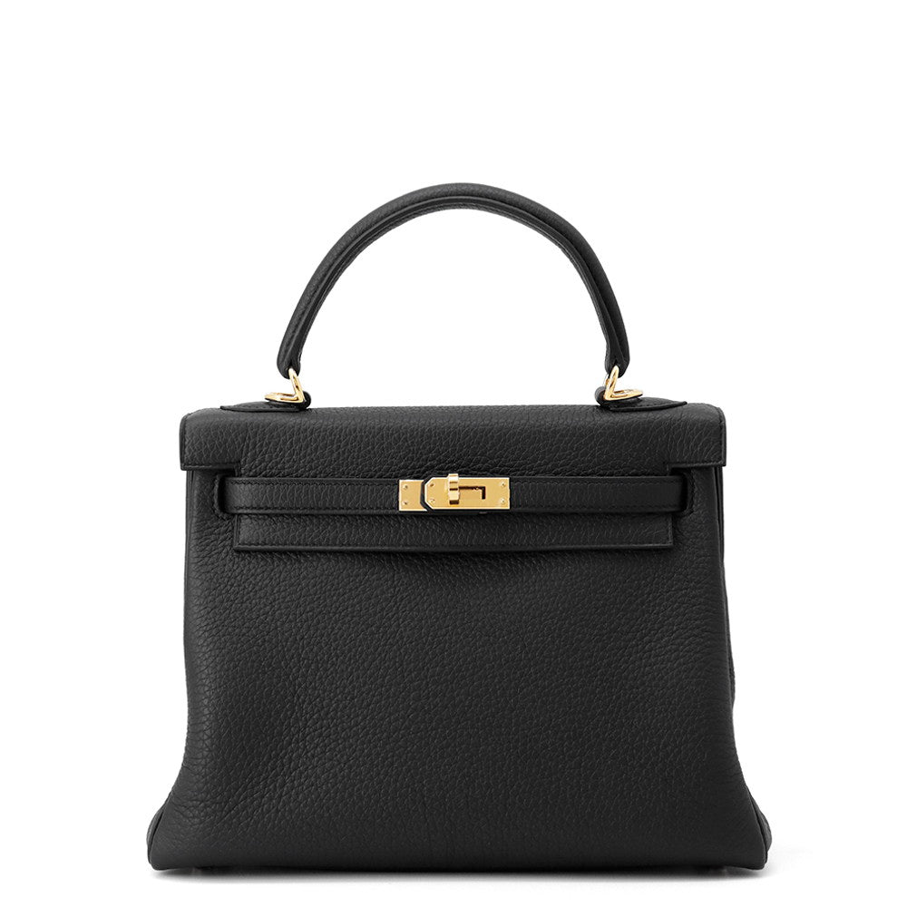 Kelly Togo Size Handbag Leather Black Travel Bag