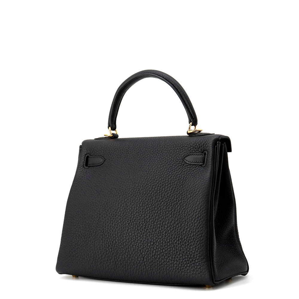 Kelly Togo Size Handbag Leather Black Travel Bag