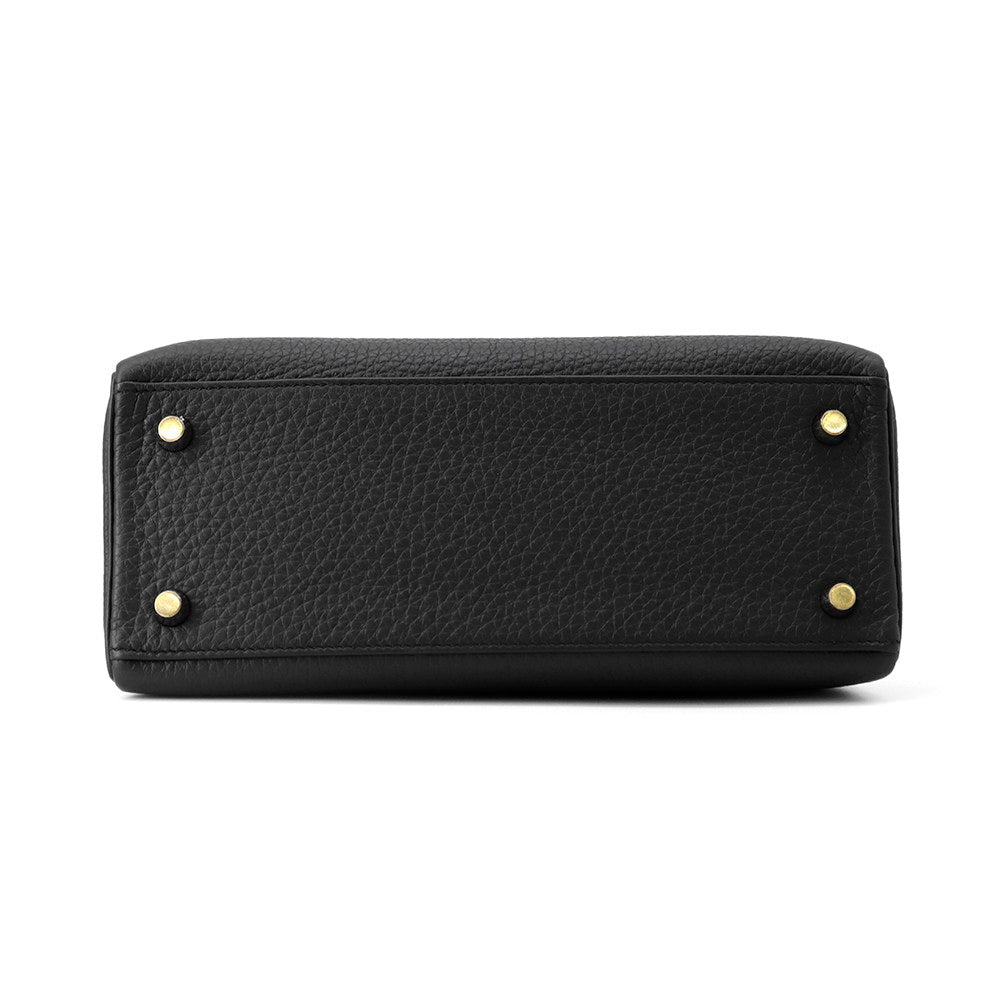 Kelly Togo Size Handbag Leather Black Travel Bag