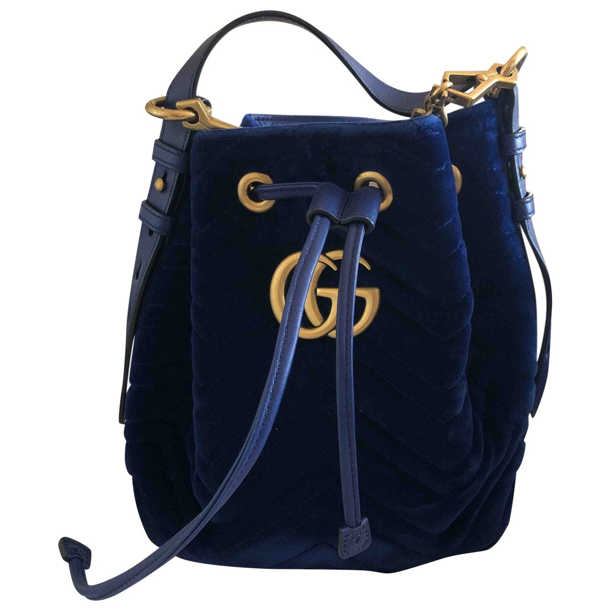 Gucci marmont blue velvet handbag