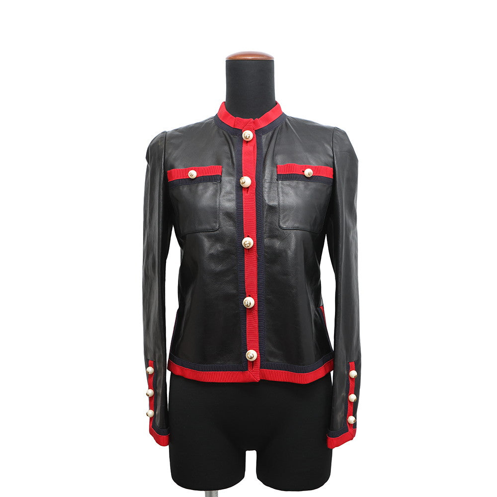 Gucci Jacket Size 36 Cotton100 Leather Black Red Navy Apparel