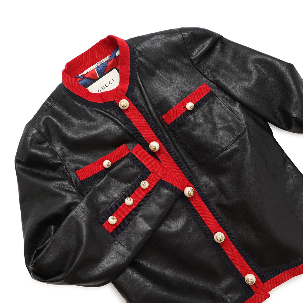 Gucci Jacket Size 36 Cotton100 Leather Black Red Navy Apparel
