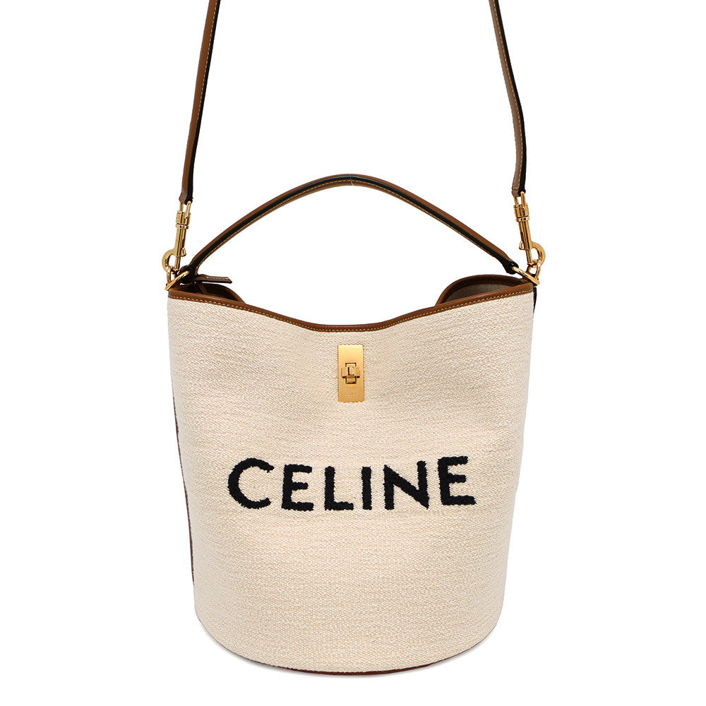 Bucket Natural Size Handbag Leather Canvas Bucket Bag