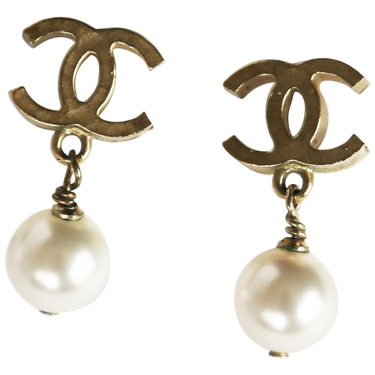 Chanel CC Gold Metal Earrings