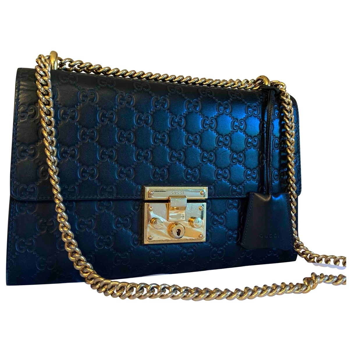 Gucci padlock black leather handbag