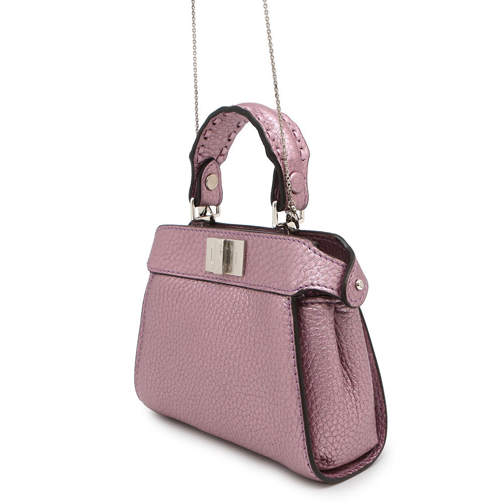Fendi Peekaboochainshoulder Bag Mauve Pink7As294 Leather