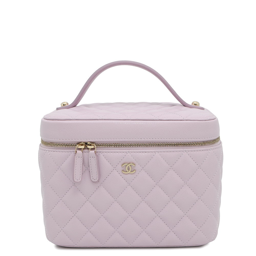 Chanel Matelasse vanity Light PurpleAP2573 Caviar Leather Handbag