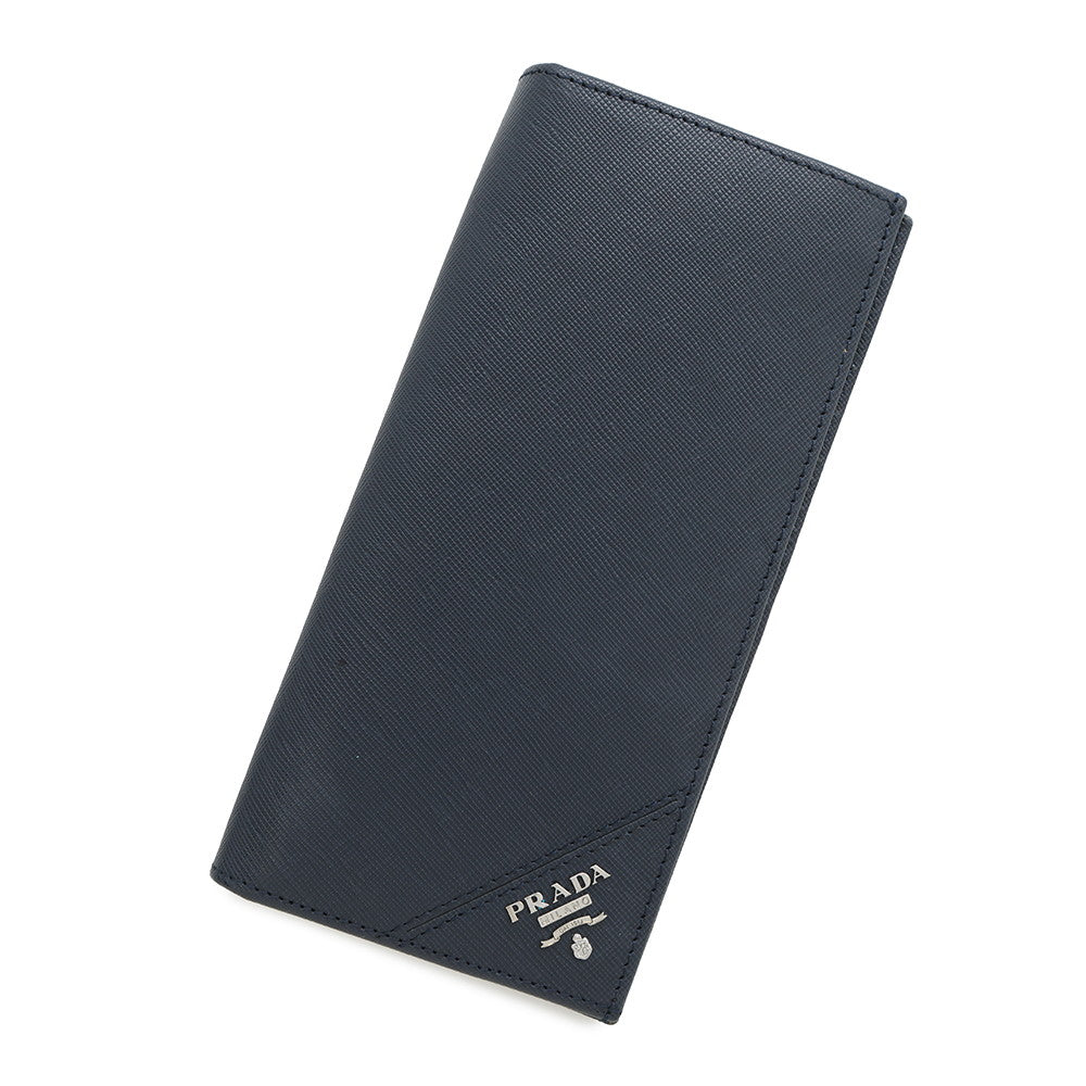Folded Long Cloth Navy M Saffiano Leatherleather Travel Bag
