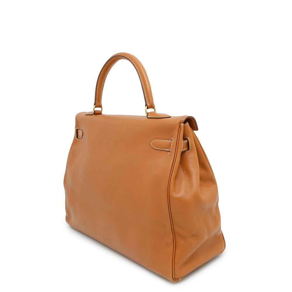 Kelly Retourne Swift Size Handbag Leather Gold Travel Bag